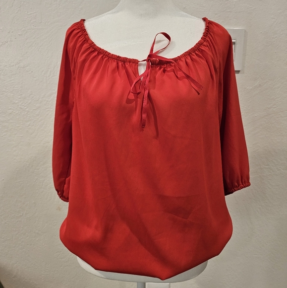 Old Navy Women's Peasant Blouse Red Medium EUC - Picture 1 of 4